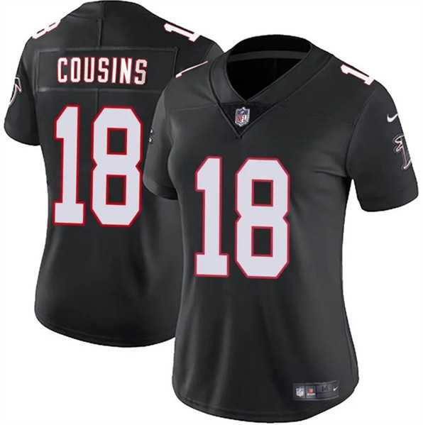 Womens Atlanta Falcons #18 Kirk Cousins Black 2023 Stitched Jersey Dzhi 500w